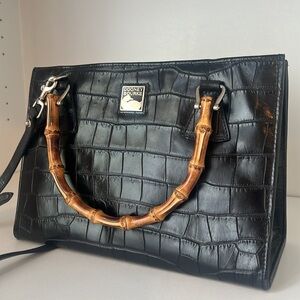 Stunning Vintage Dooney & Bourke Exotic Black Bayou Alligator Embossed Satchel